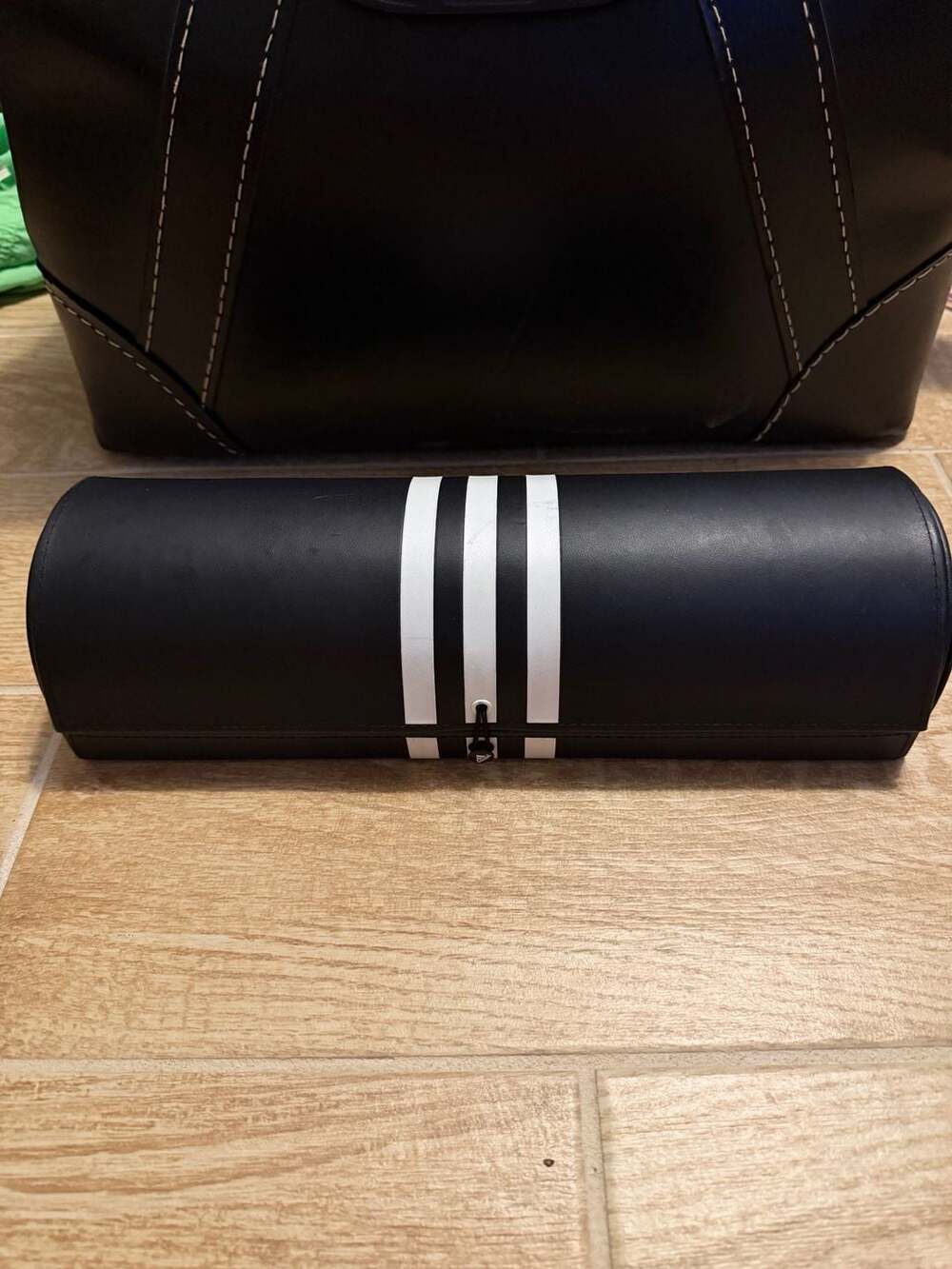 Adidas Black and White 3-Stripe Cylindrical Watch Roll Case Organizer